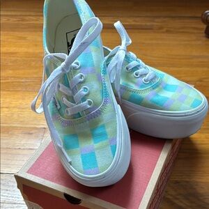 Vans Green and Purple Platform Sneakers